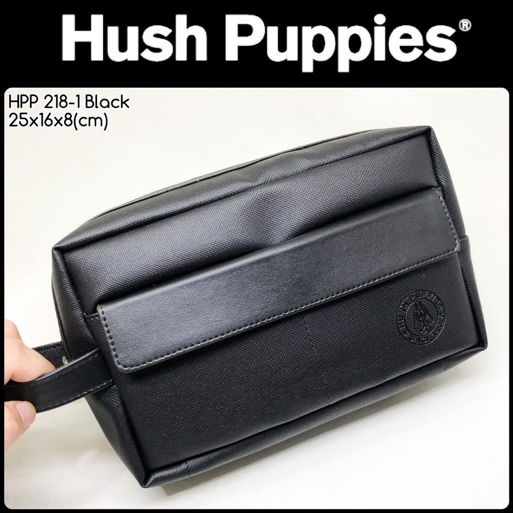 Handbag Clutch Pria Cowok Wanita Cewek Unisex HUSH PUPPIES 218-1 BLACK HITAM Kulit Sapi Asli Premium