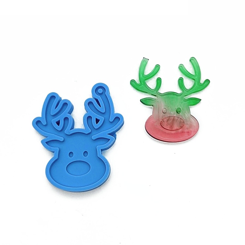 2 Pcs Cetakan Resin Epoksi Bentuk Rusa Natal Bahan Silikon Untuk Dekorasi Dinding