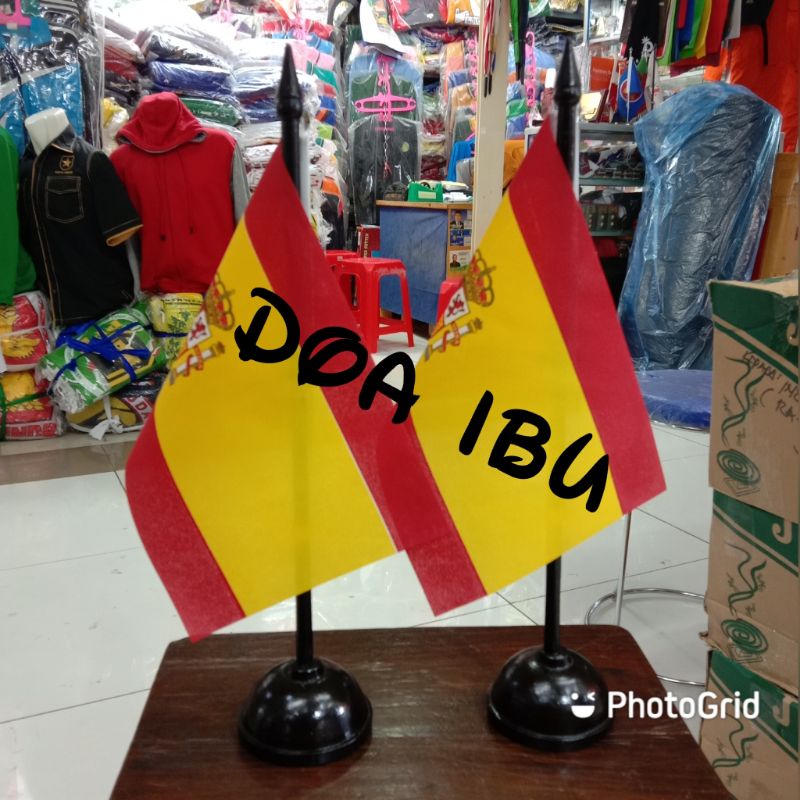 

best seller tiang kayu meja+bendera SPANYOL ready stock