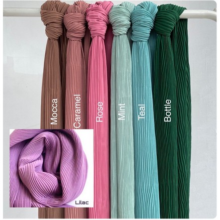 A-ZAHRA KRUDUNG PASHMINA PLISKET  FULL TANPA LIPATAN / PLEATS • PLEATED SHAWL BY ORBELLE