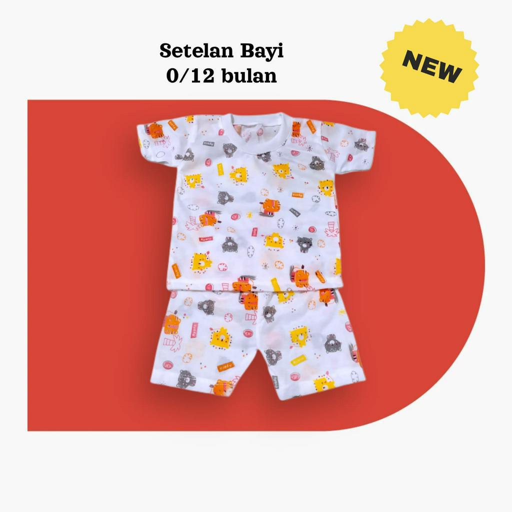 Oblong Setelan Bayi Tangan pendek Katun 0-12 bulan