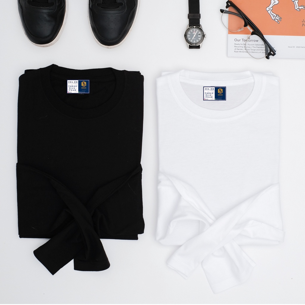 Kaos polos lengan lengan panjang Kaos Putih Polos Kaos Hitam Polos Kaos Polos Pria Kaos Pria Lengan 