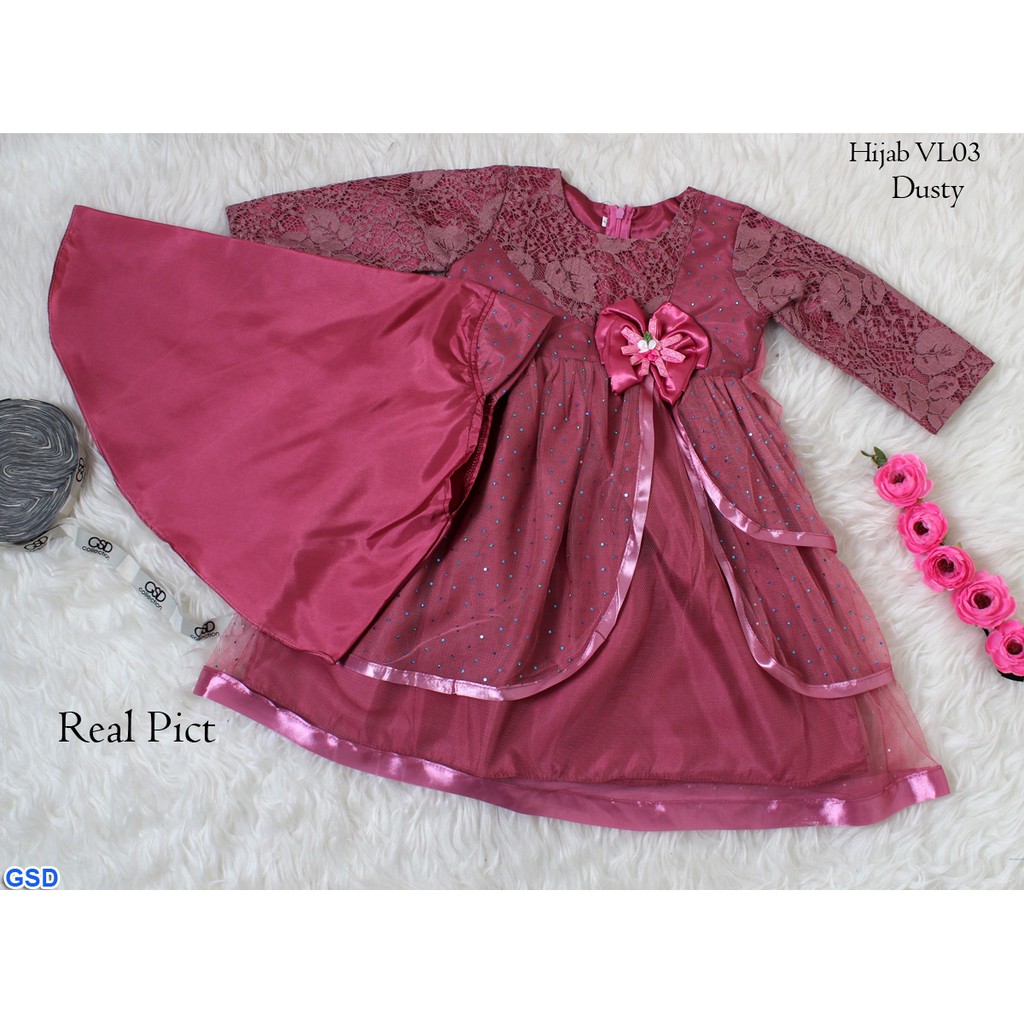 Hijab VL 01 - 04 KIDS/Promo Baju Dress /Dress Anak Ngaji /Pakaian Murah/Syari Anak + Hijab/Gaun Anak