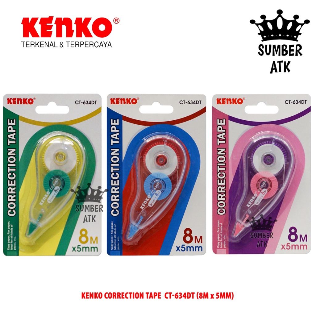 

KENKO CORRECTION TAPE / KOREKSI PENA / PITA KOREKSI / TIPEX KERTAS CT-634DT ( 8 M x 5 Mm )