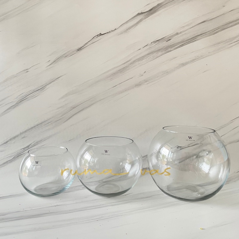 vas bunga kaca bulat unik bubble 1,5 liter 3 liter 4 liter dekorasi rumah aquarium bulat bubble
