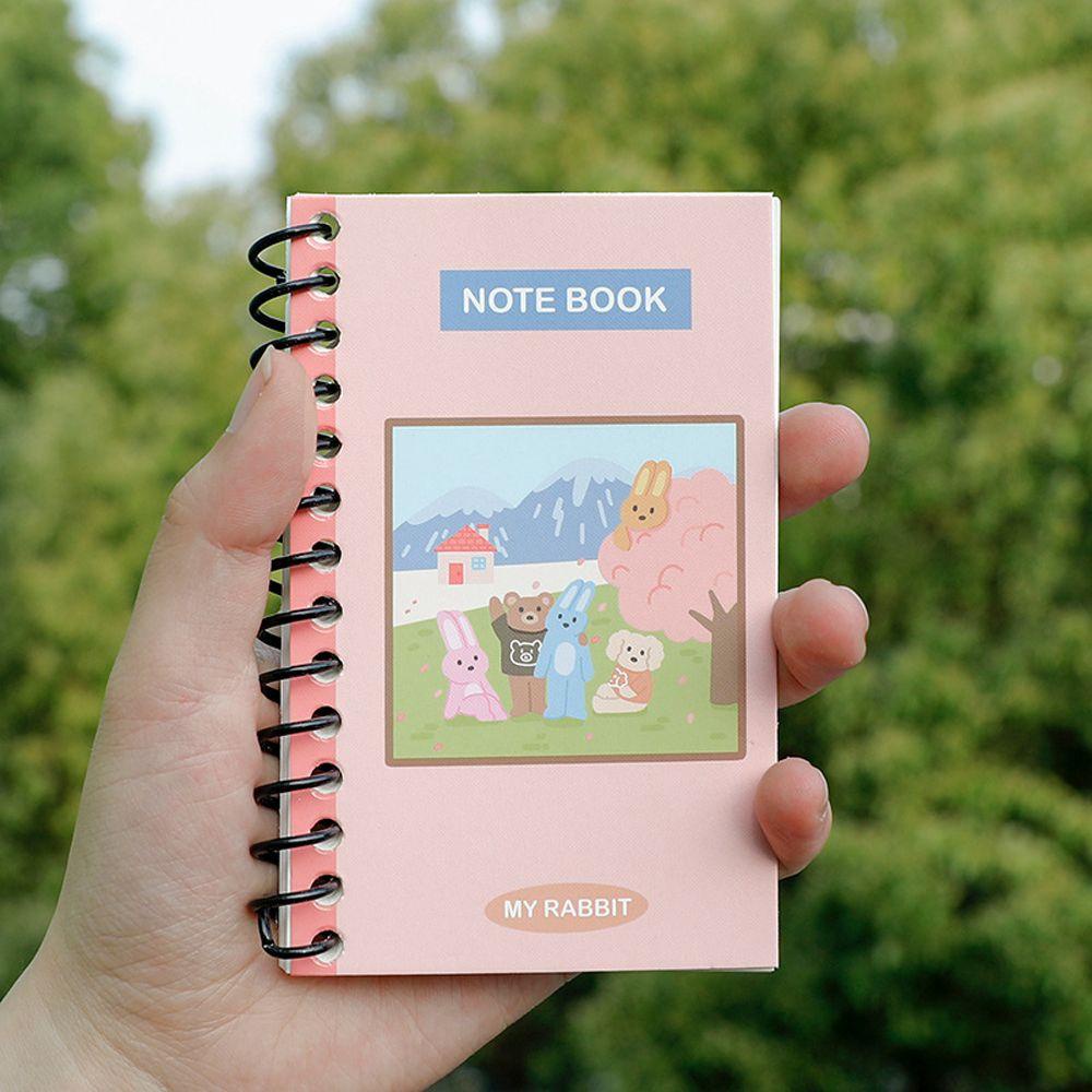 Lanfy Mini Diary Notebook 80halaman Portable Kawaii Journal Planner Alat Tulis Sekolah Supply Sketchbook Bunny Kids Diary Book