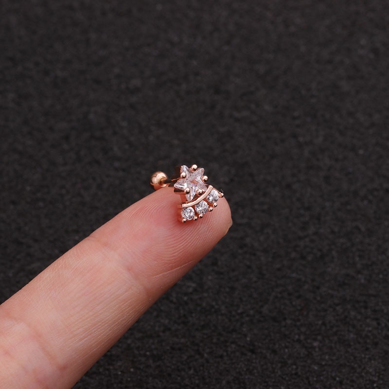 1pc Anting Bentuk Bintang Miniatur Bahan Logam Gaya Korea Untuk Wanita