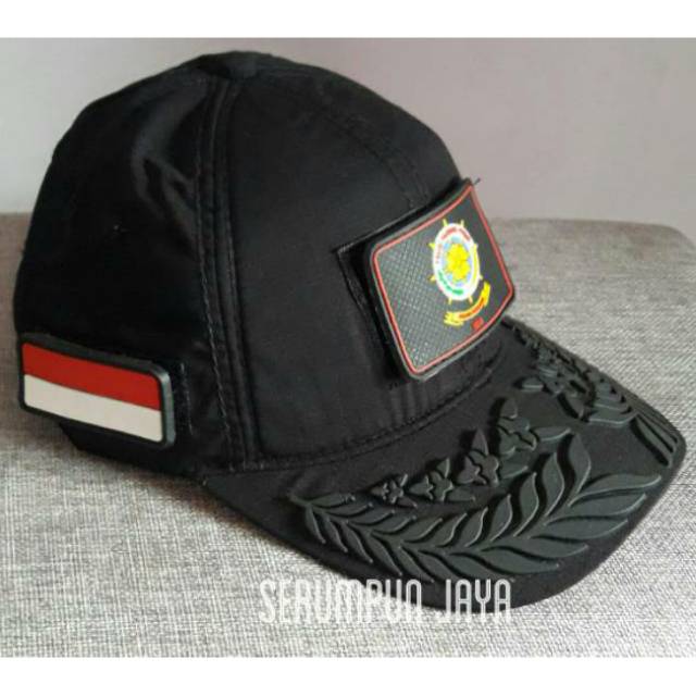 TOPI SATPOL PP PAMEN - TOPI SATPOL PP PAMEN VELCRO 3 PATCH HITAM