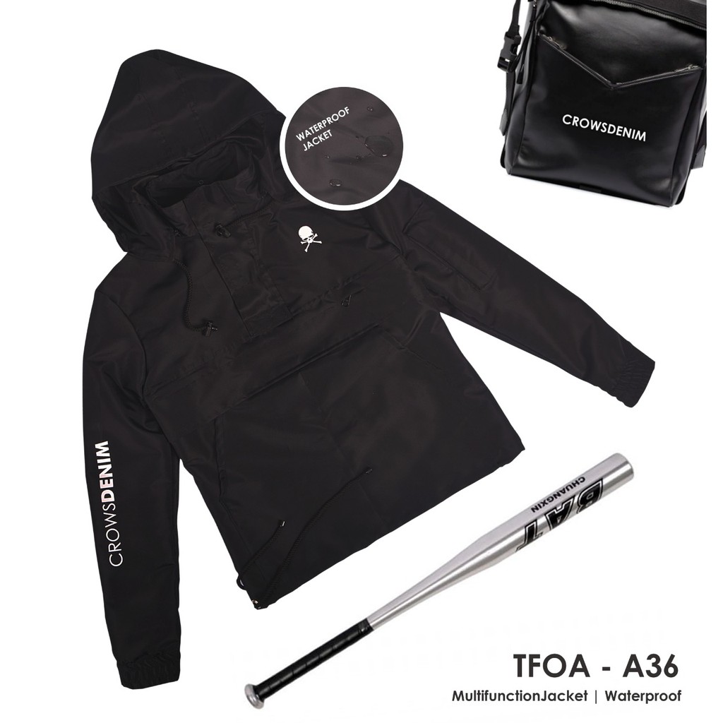 JAKET COWOK, JAKET PARASUT TFOA, JAKET CROWS ZERO, JAKET HOODIE, JAKET ORI CROWS DENIM, A36