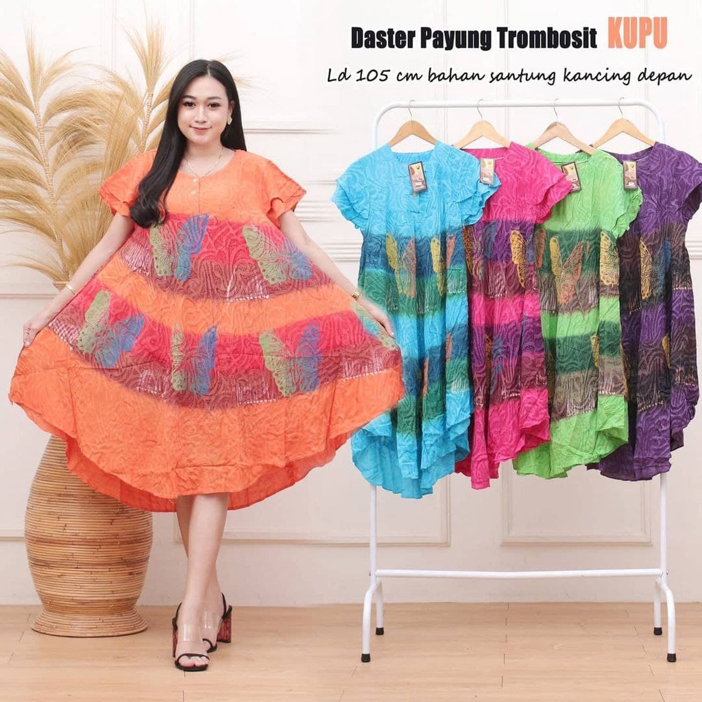 BATIK WANITA DASTER PAYUNG RAYON ( BLACKJET CHOCOCHIP QUANTUM TROMBOSIT DELFI PESONA LARVA KIPAS WARNA LILY GARIS ASHANTY CALADINE MAYA OSELA SAFINA ) KEKINIAN KANCING DEPAN BUSUI BUMIL LENGAN PENDEK MURAH ADEM-DP TROMBOSIT