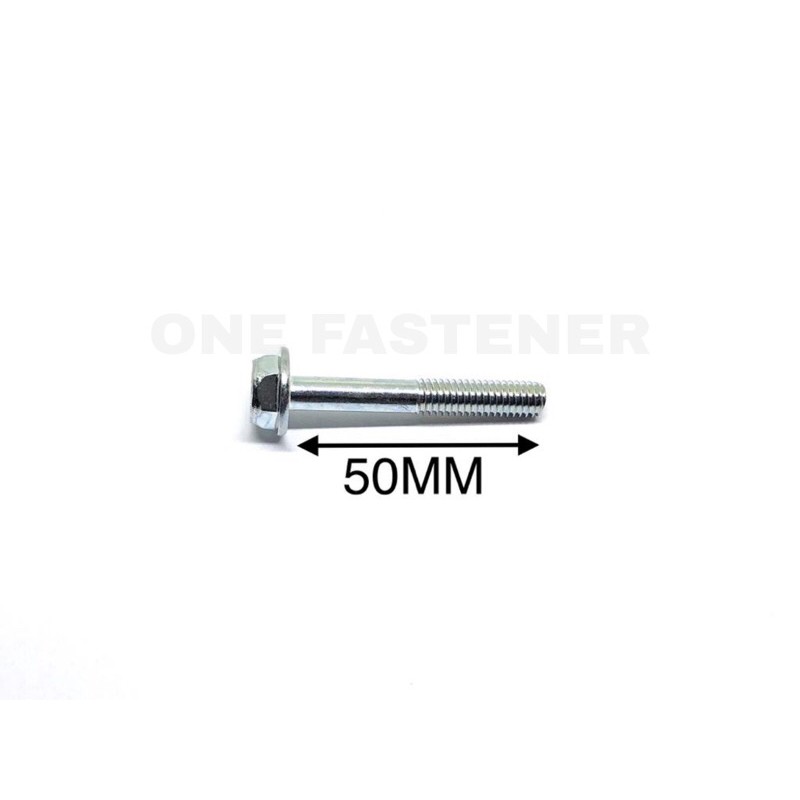 ( 50 Pcs ) K10 Flange Bolt M6x50 Putih Baut topi 10 Panjang 5cm M6