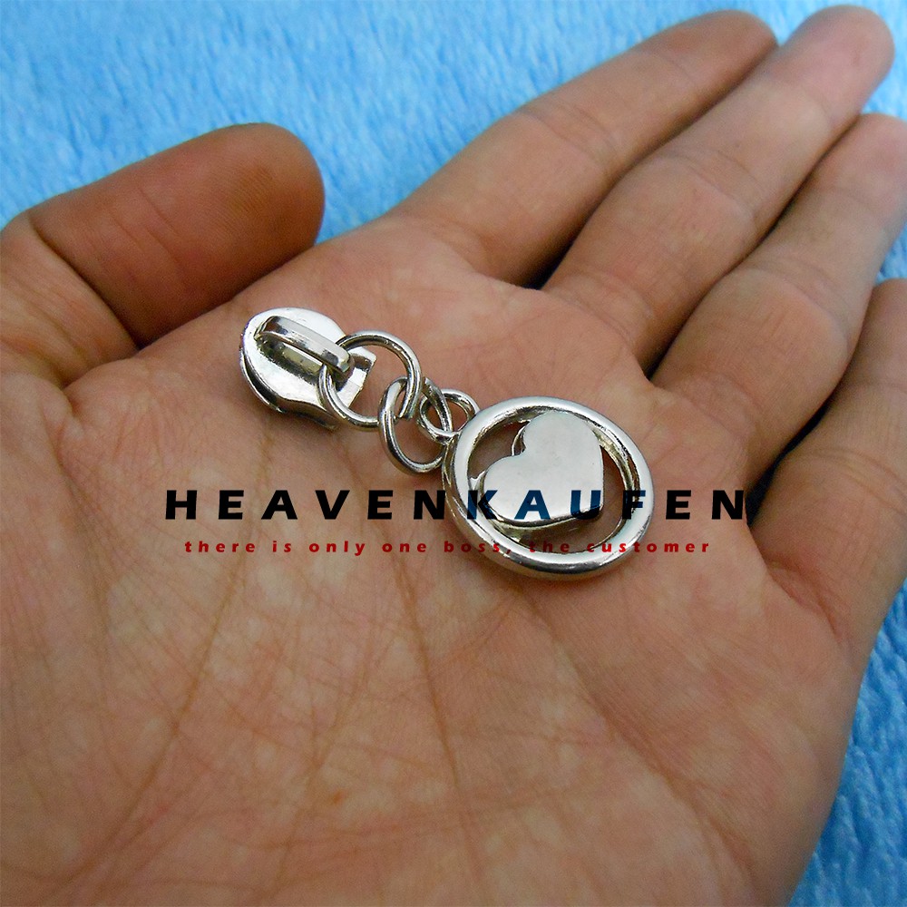 Kepala Resleting / Kepala Zipper Nikel Silver No 5 Variasi Love (Hati)