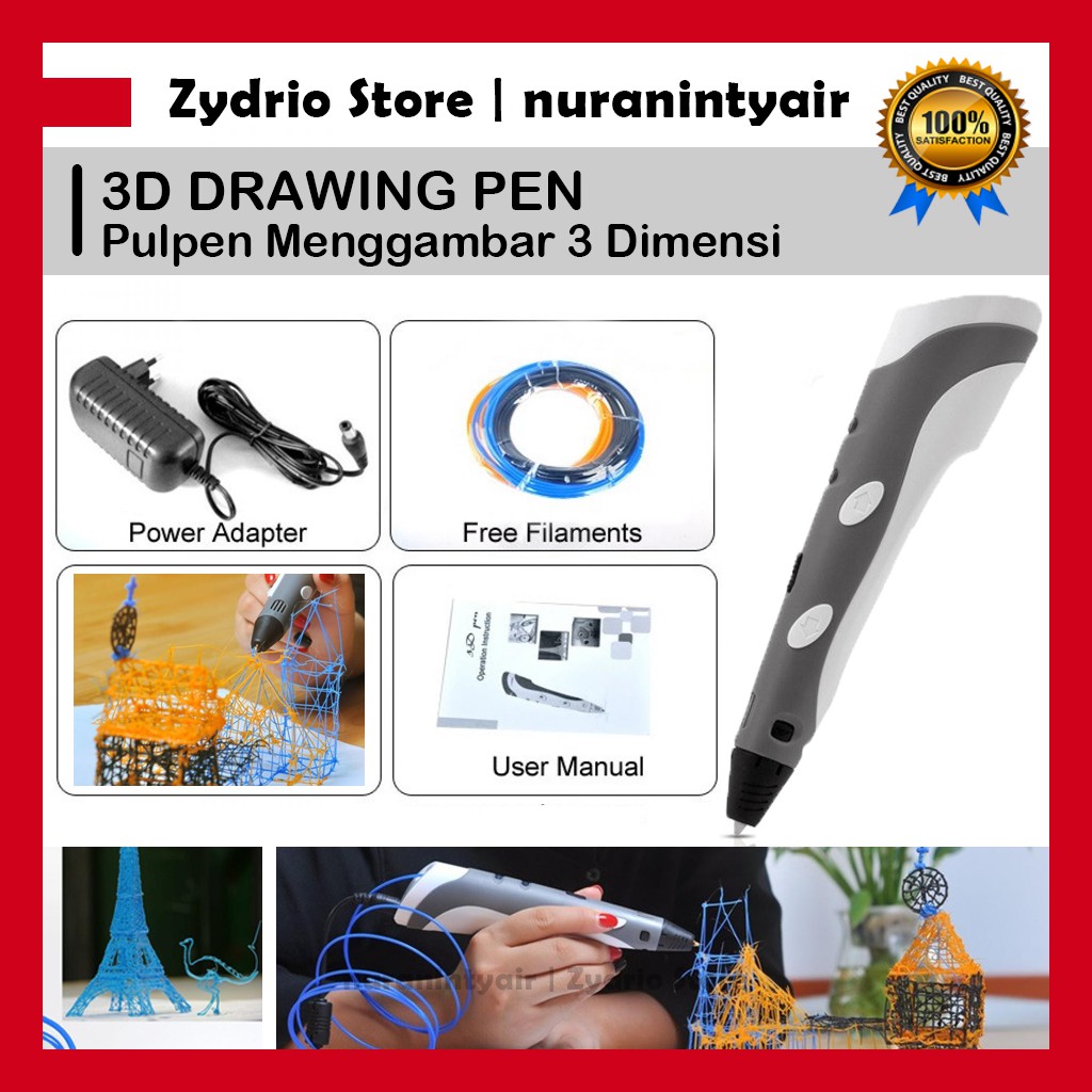 Pulpen 3D / Pena 3D Printing Pen / Magic 3D Stereoscopic Printing Pen