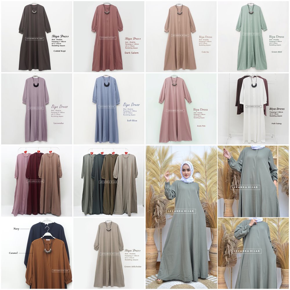 Gamis Terbaru Biya Dress Bahan Shakila ukuran Allsize fit to XL