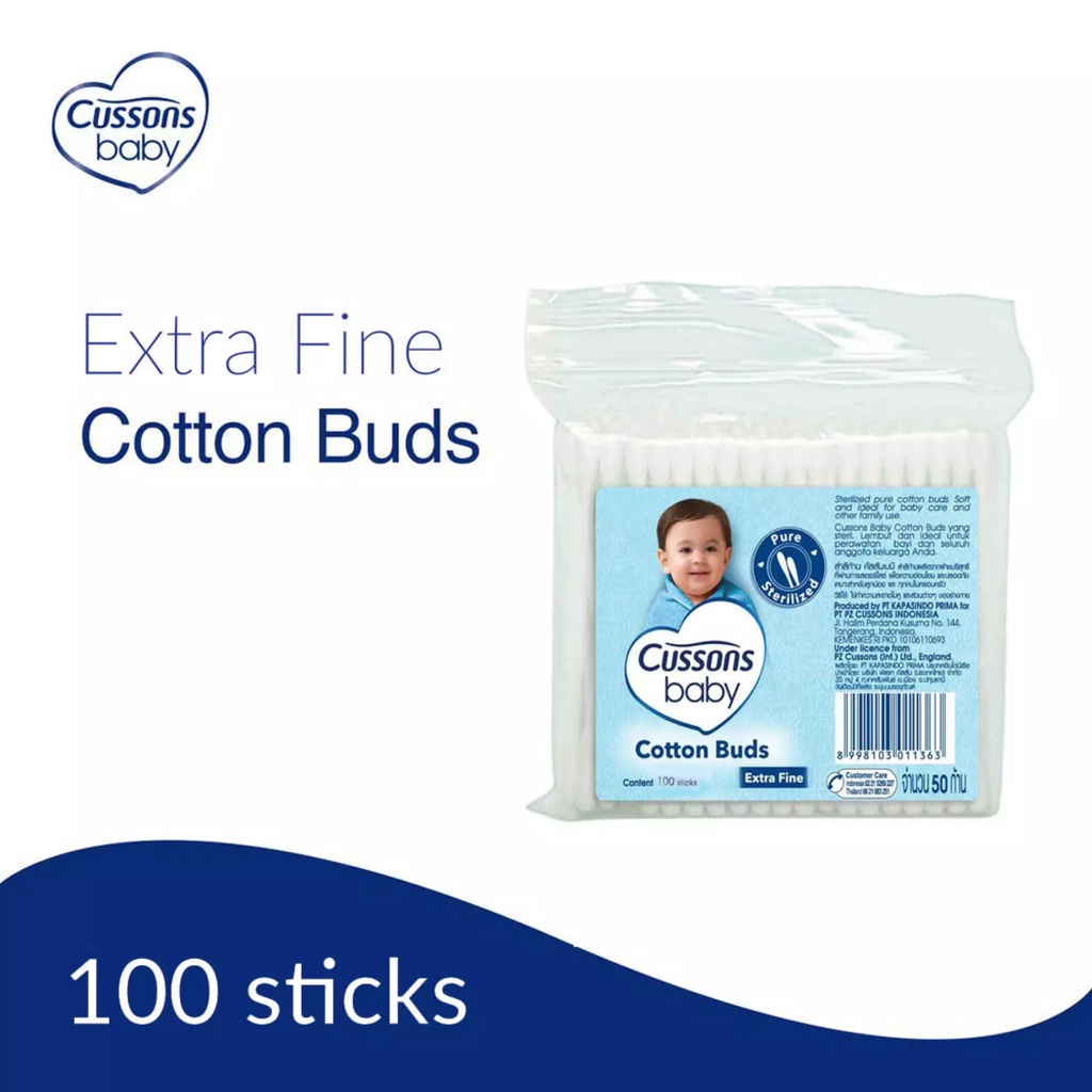 Cotton Buds CUSSONS BABY Extra FINE Pure 100 sticks  korek telinga coton bud