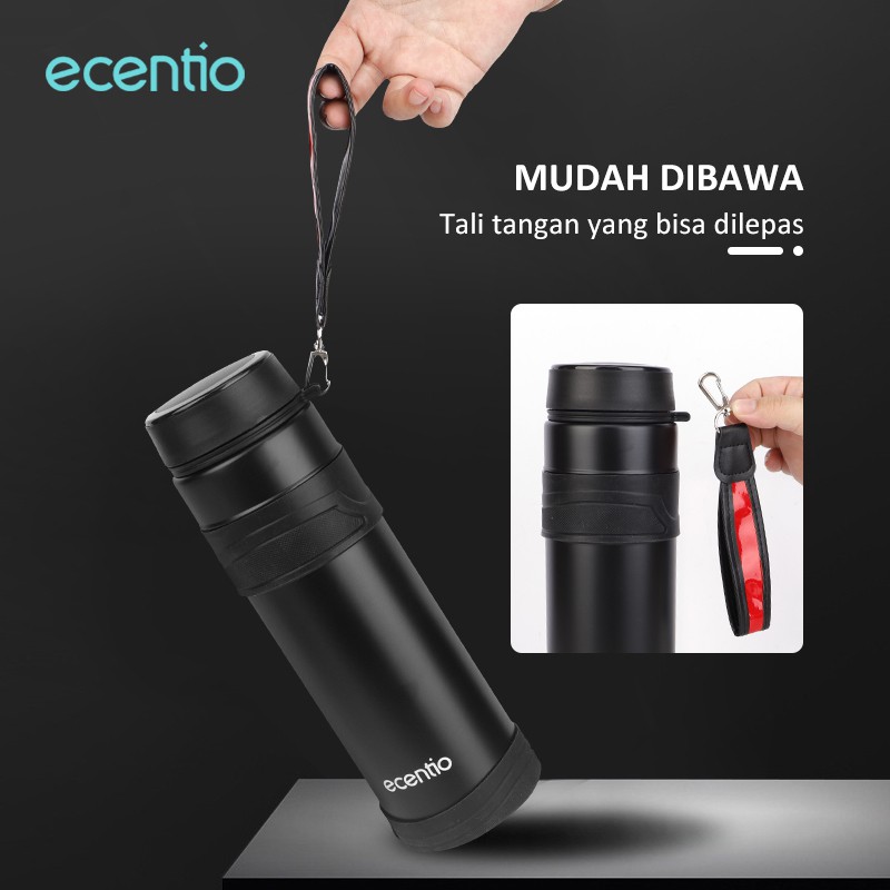 ecentio &amp; FOODI Termos air panas 1 liter Stainless steel Anti Bocor /termos 1 liter hitam/Bottle Stainless Minum tahan 24 jam Hitam