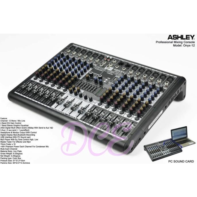 Mixer Audio ASHLEY ONYX12 ONYX 12 12channel Bluetooth USB Interface