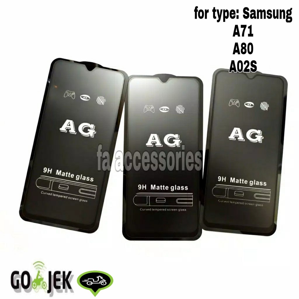 FA tempered glass matte SAMSUNG A71 A80 A02 A02S anti glear anti gores minyak matte glass