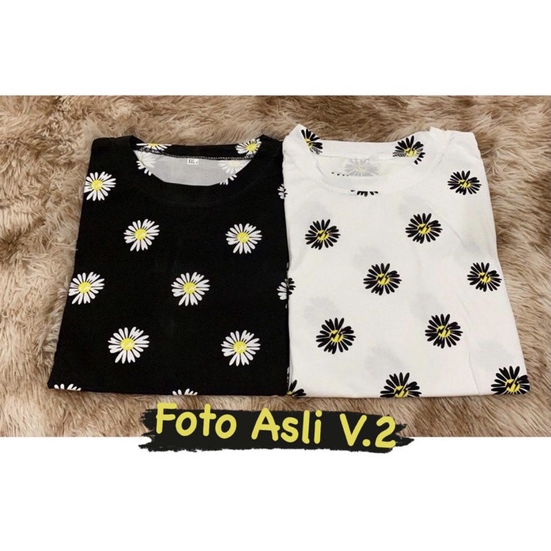 Oversize Tee Tshirt Wanita Model Longgar Motif Daisy Tie Dye