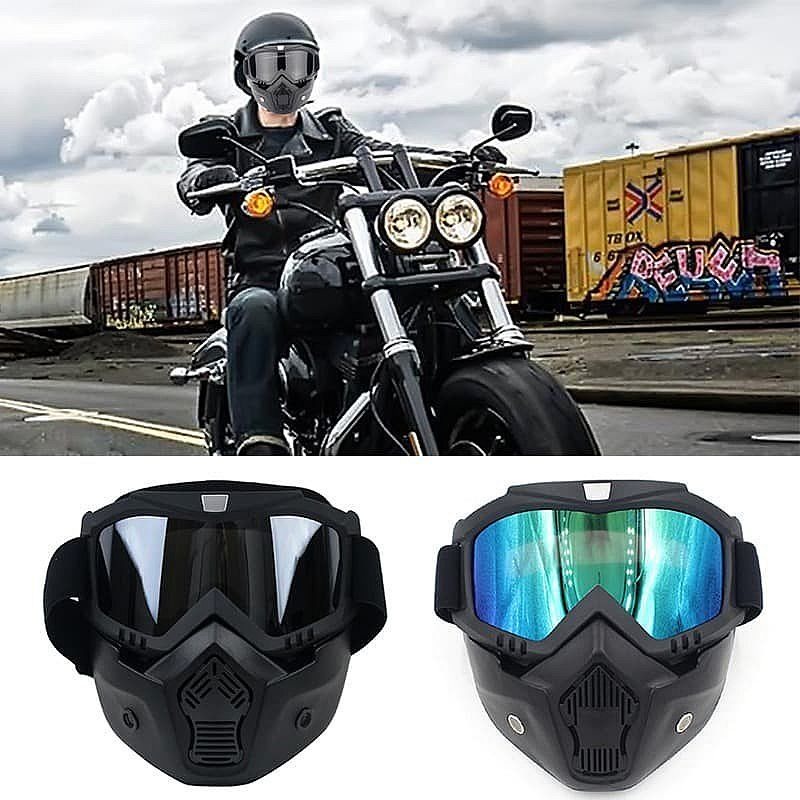 Google Mask Kaca Mata Helm Motor Airsoft Mask Model Topeng Anti Debu Polusi Trail Croos - Google Mask Helm Masker Google / Google Glasses Kacamata + Masker Retro