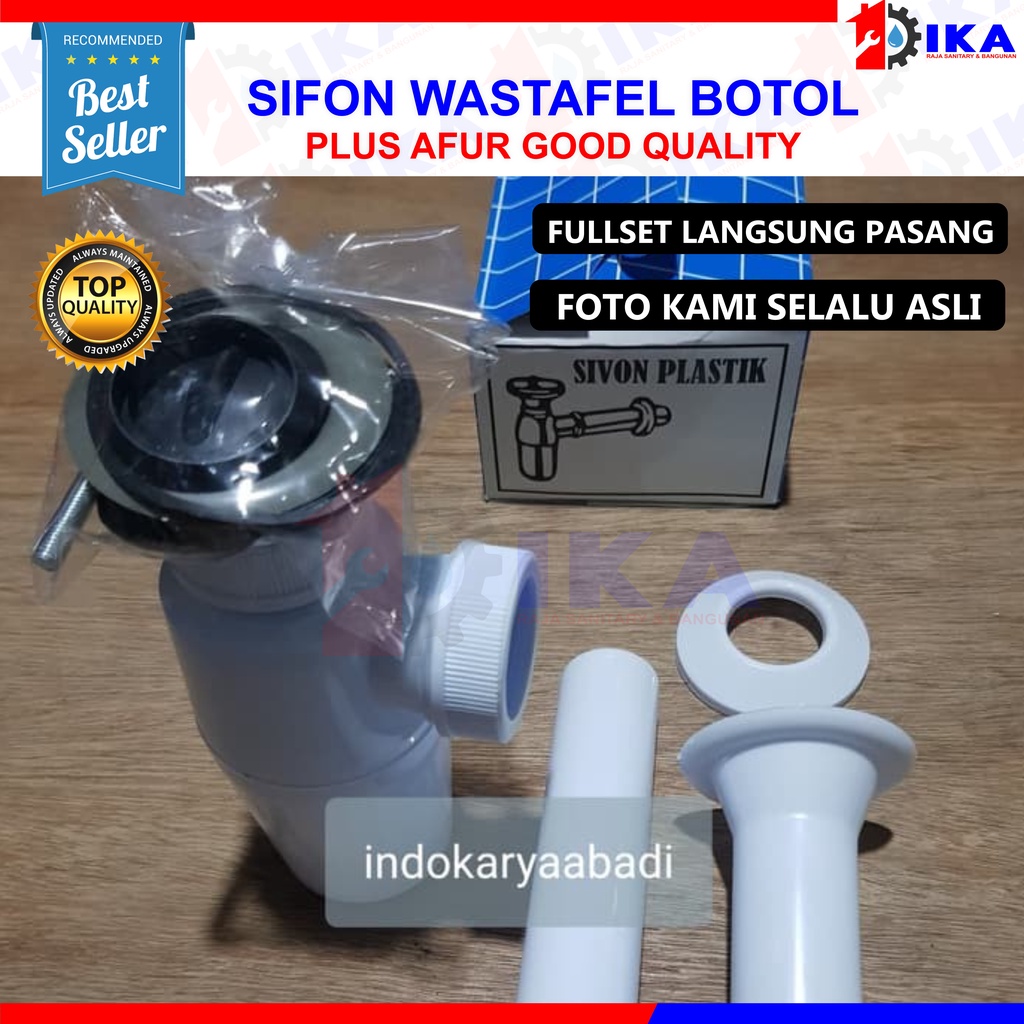 Sifon botol PVC pembuangan wastafel warna putih Ukuran drat 1 1/4 inch Kuat dan tebal