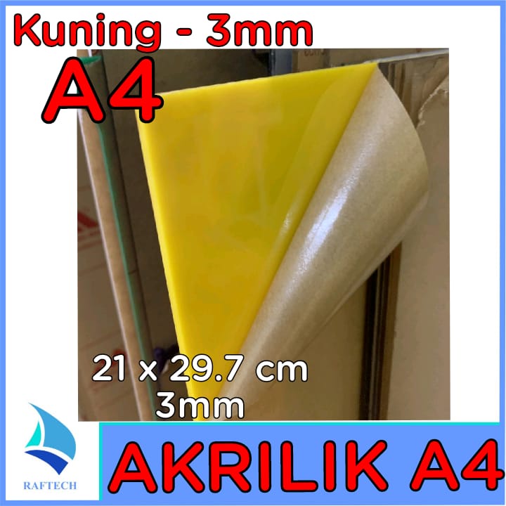 Akrilik A4 Lembaran 3mm Acrylic 3mm Kuning Marga Cipta