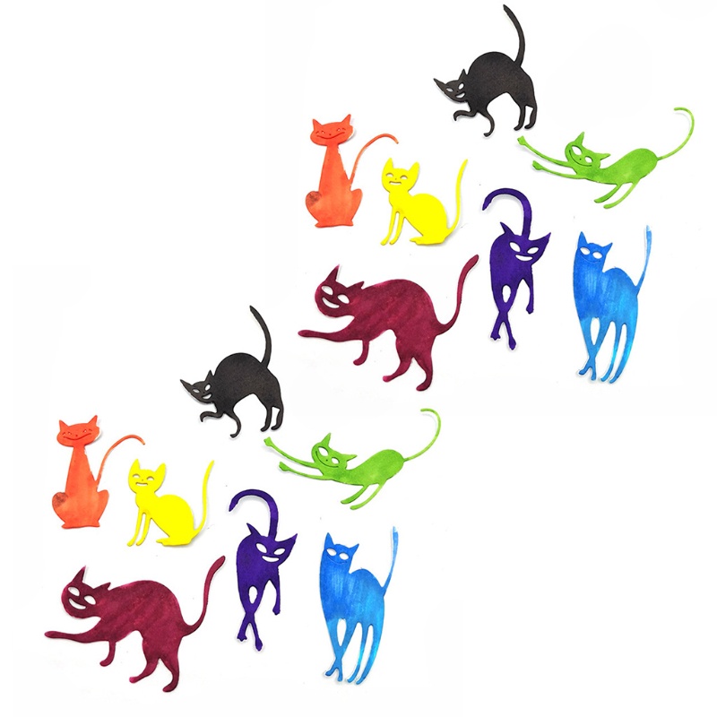Stensil Cutting Dies Bahan Carbon Steel Desain Kucing Halloween Untuk Scrapbook Album Foto Kartu Kertas