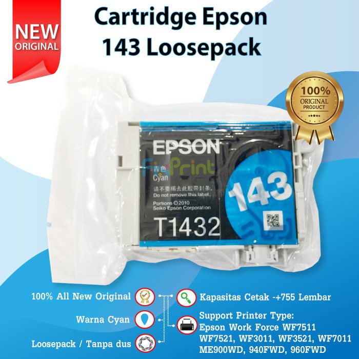 Cartridge Original Loosepack Epson 143 T143 Printer WF7511 WF7521