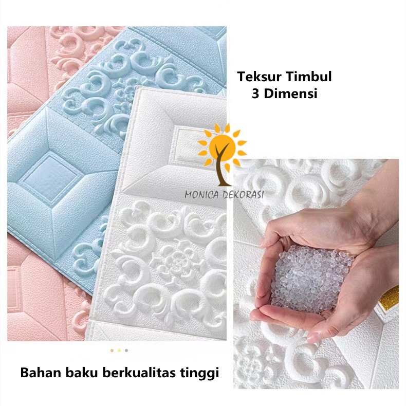 1 Wallpaper Dinding 3D Corak kotak-kotak 70*70cm Walpaper Stiker Dinding Dekorasi Kamar Best Seller-2