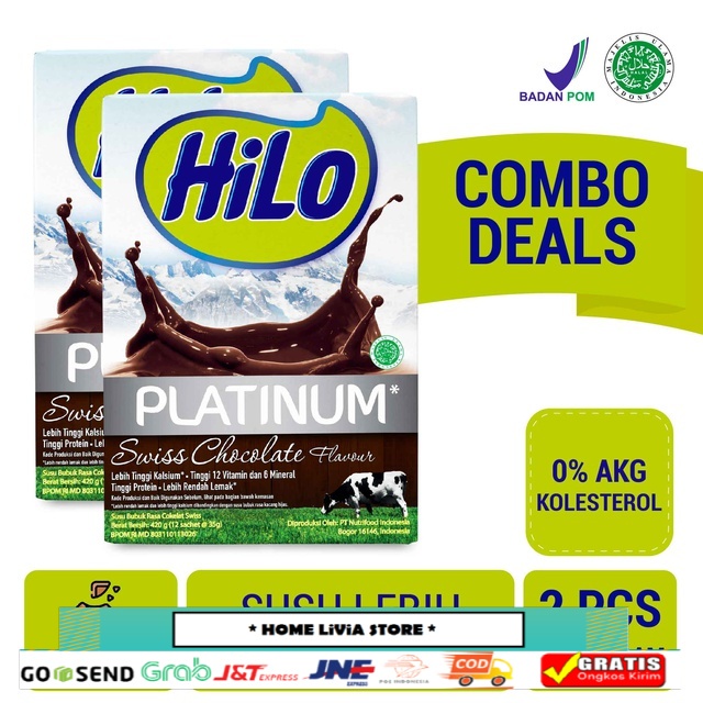 

Twin Pack - HiLo Platinum Swiss Chocolate 420 gram - Susu Tinggi Kalsium Rendah Lemak
