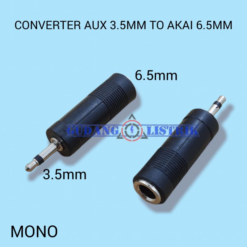 Converter Socket Mic Akai 6.5mm To Jack AUX 3.5mm Mono Biasa