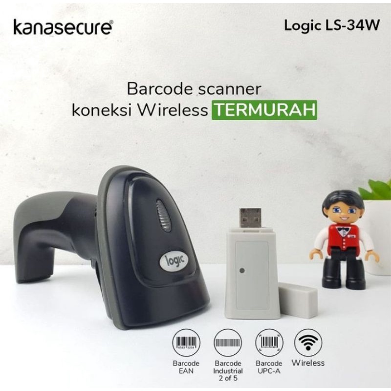 logic ls 34w barcode scanner wireless tanpa kabel barcode scanner 1d