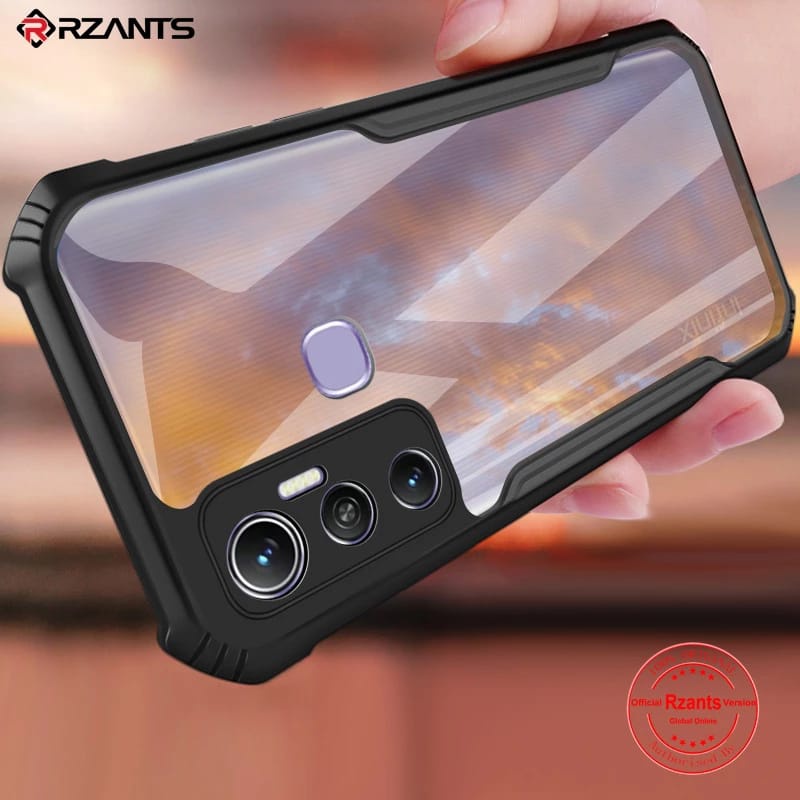 PROMO 2in1 CASE INFINIX HOT 11 Case ShockProof Transparan Free Tempered Glass Full Cover Black