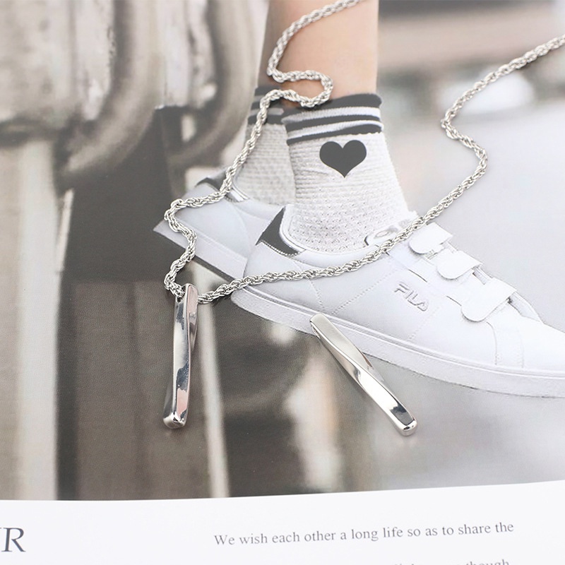 ❤️1 PCS Kalung Pria 65cm Titanium Asli Anti Karat Cowok Cewek Liontin Kotak Persegi Panjang Rantai Warna Silver Crom Gaya Korea Hip-hop Keren Necklace Pendant For Men Women Korean Aksesoris yy-8