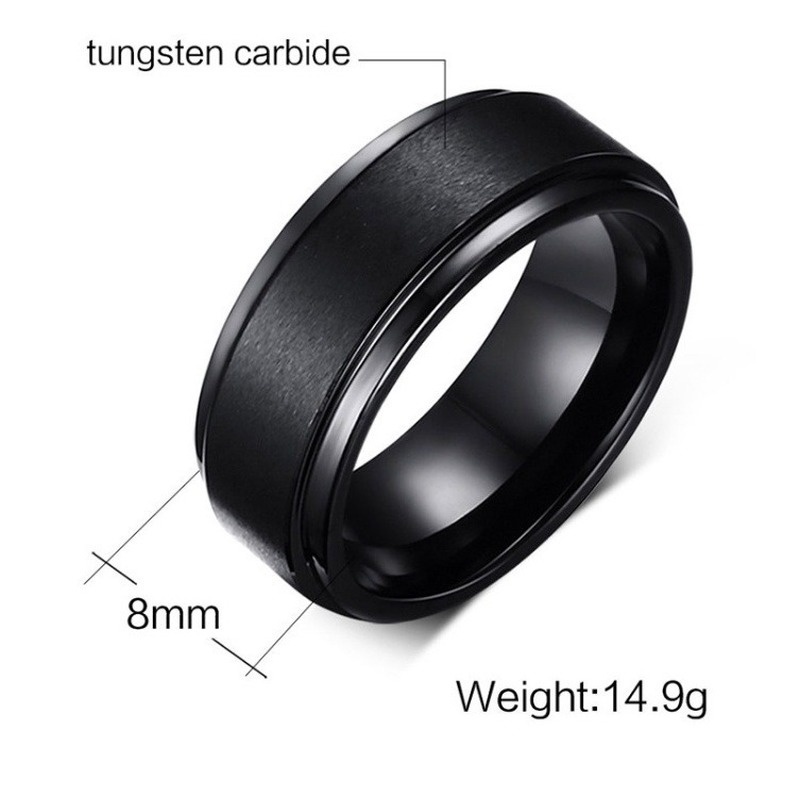 2022 Cincin Bahan Tungsten Carbide Warna Hitam Matte Untuk Pria