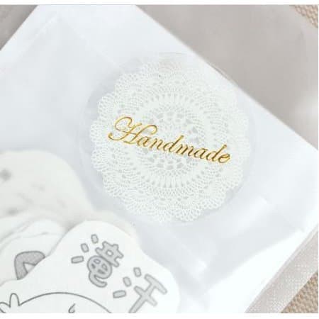 Paper Tags Sticker HAND MADE - Transparent Round Lace (1sheet/8pcs)