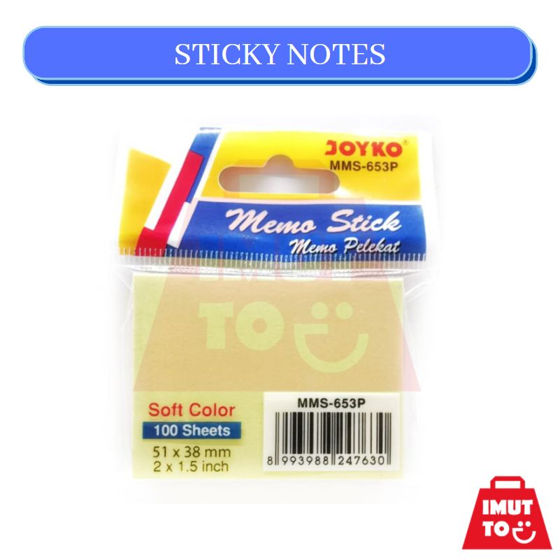 

IMUTTO - JOYKO MEMO PEREKAT TEMPEL STICKY NOTE STICK NOTES STIK MMS 653P ATK ALAT TULIS KANTOR MURAH