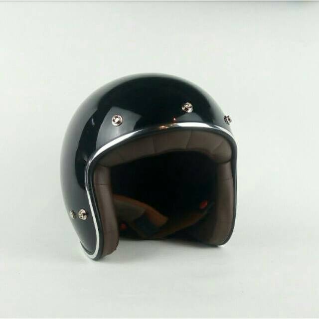 Helm Motor Retro Boulter Ss Black Glossy