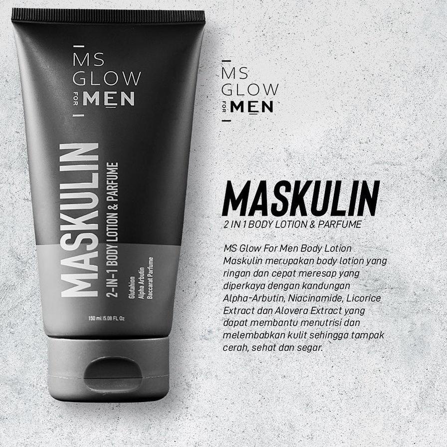 MS Glow for Men Maskulin 2 in 1 Body Lotion &amp; Parfume GIRLSNEED77 Mencerahkan Dan Meratakan Warna Kulit