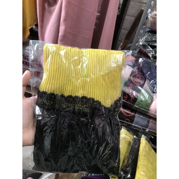 Pasmina  Plisket Prisket Renda Brokat brukat Impor/ Pasmina prisket  renda/model terbaru-Kuning lemon