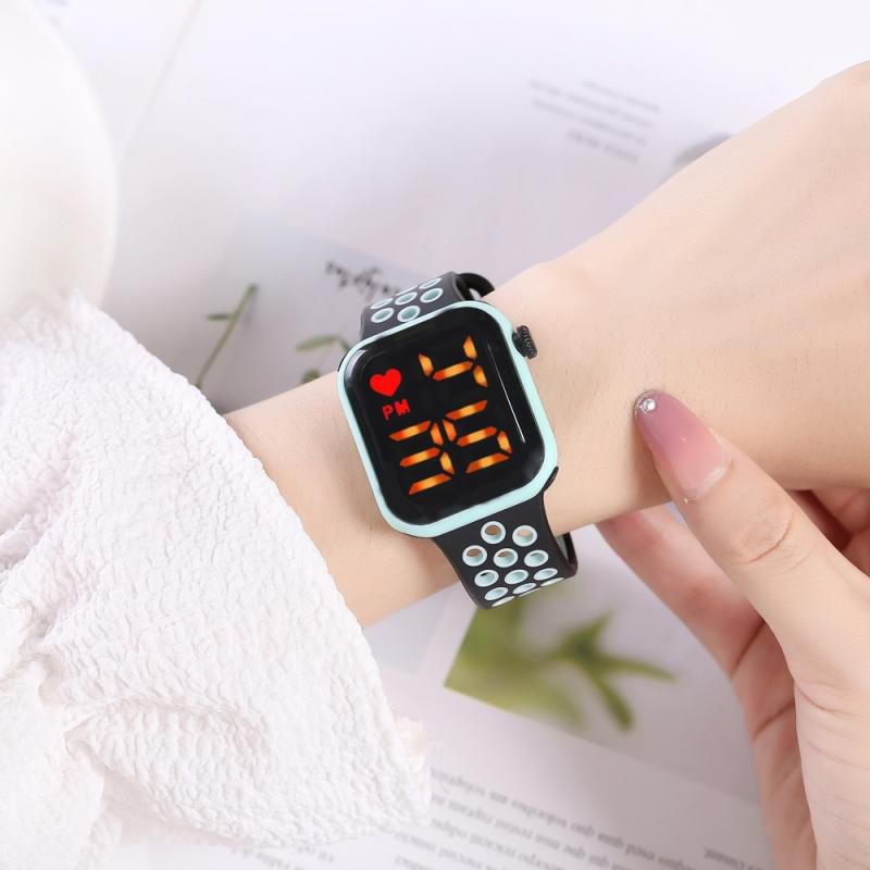 COD Jam Tangan Digital Wanita Pria Tahan Air Fashion Watch LED Tampilan Layar Besar Dengan Font Warna-warni M139-M132-Tosca