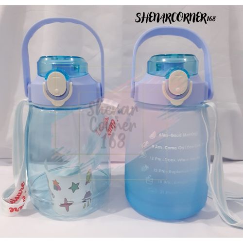 SHENAR BOTOL AIR MINUM ANAK 1.3 L FREE STIKER GEMOY GEMBUL GRADASI RAINBOW / BOTOL MINUM ANAK SEKOLAH TRANSPARAN 1300 ML/ BOTOL BENING VIRAL, SHENARCORNER168