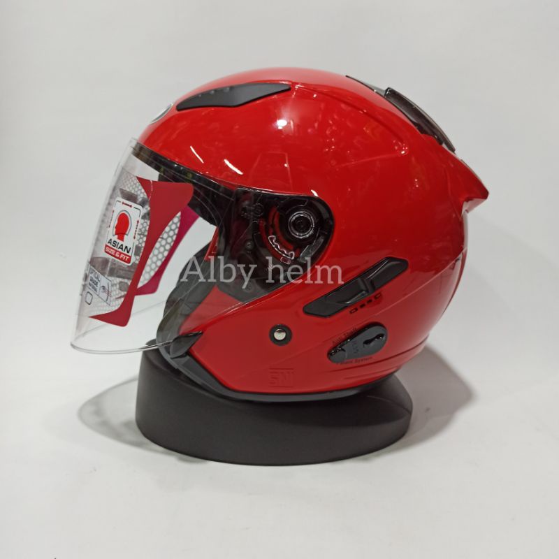 HELM KYT GALAXY FLAT R SOLID RED MERAH DOUBLE VISOR