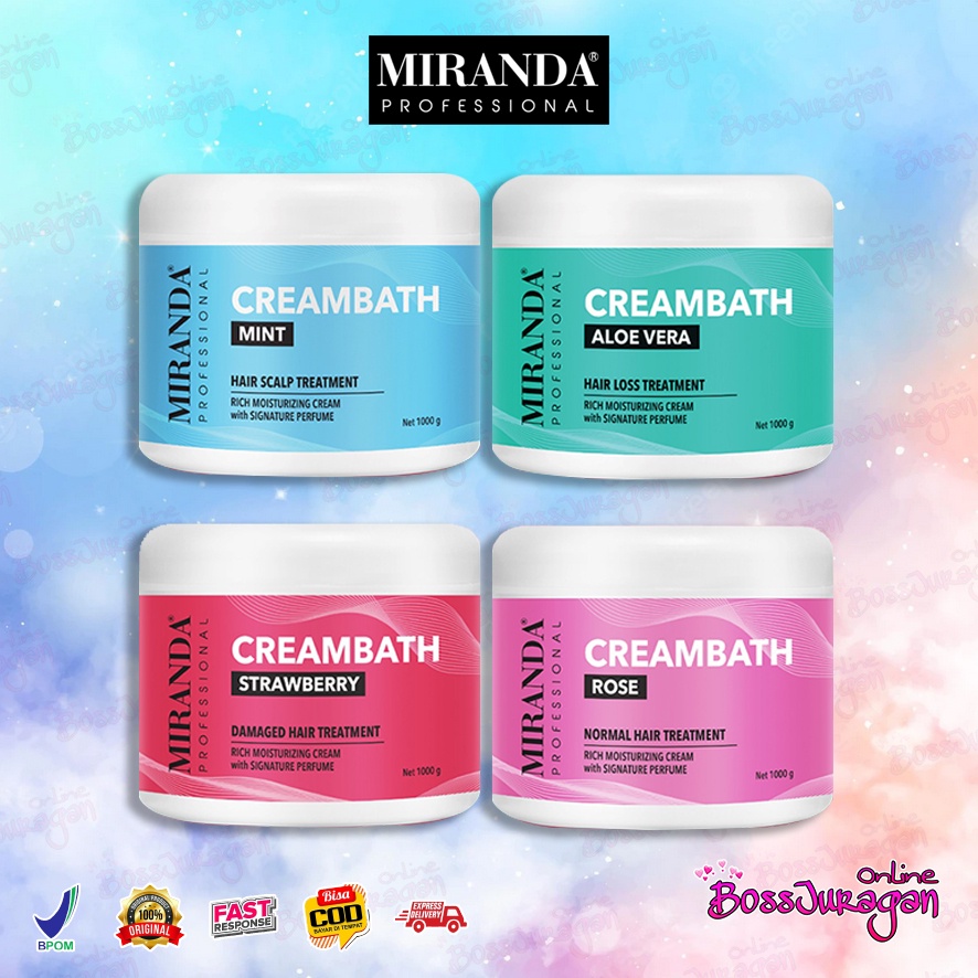 (BOSS) MIRANDA PROFESSIONAL Creambath 1000gr | Aloe Vera - Strawberry - Mint - Rose