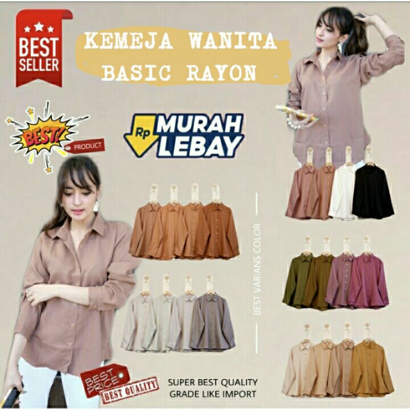 Kemeja Wanita Rayon Premium Bahan Adem Banget Termurah-1