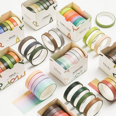 

HI315 Masking Tape AGUGU 7pcs Per Set Warna Warni Dekorasi Jurnal