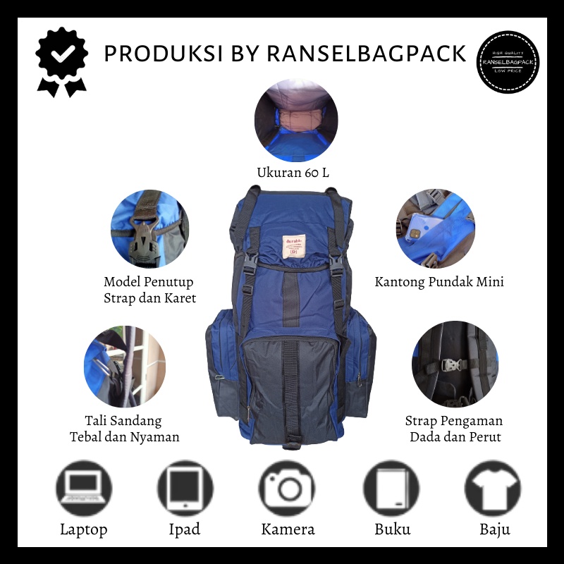 Tas Ransel Backpack Travel Punggung Carrier Hiking Gunung Kapasitas Besar Pria Wanita