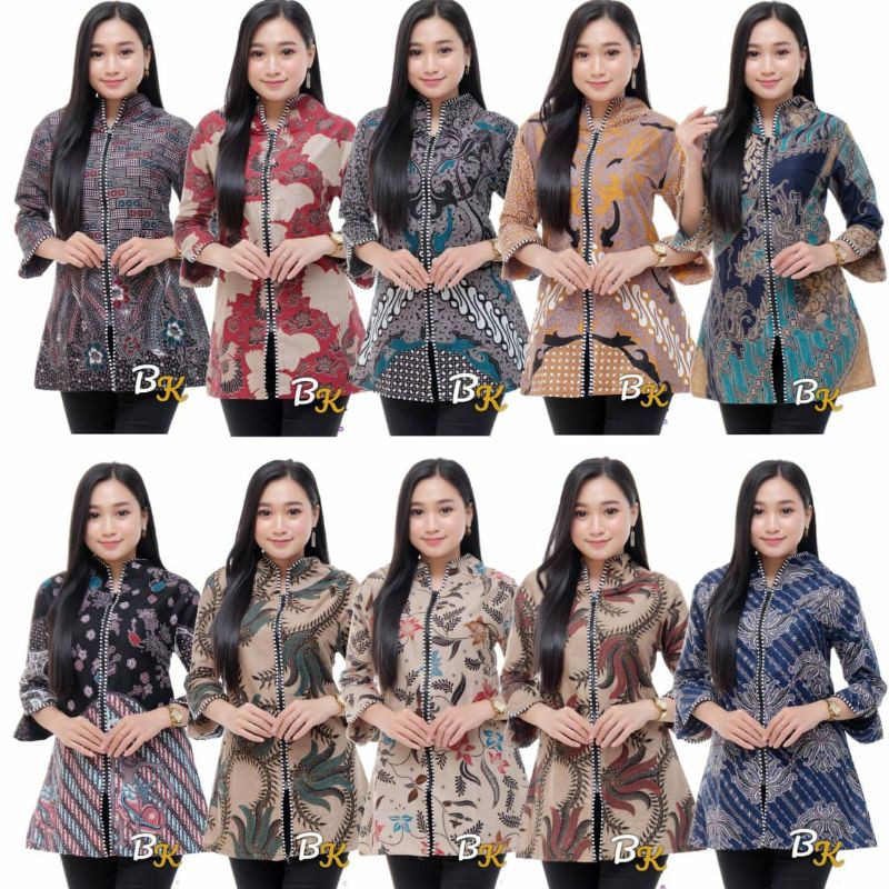 ATASAN BATIK WANITA - BLOUSE BATIK ZIPPER DEPAN NEW MOTIF