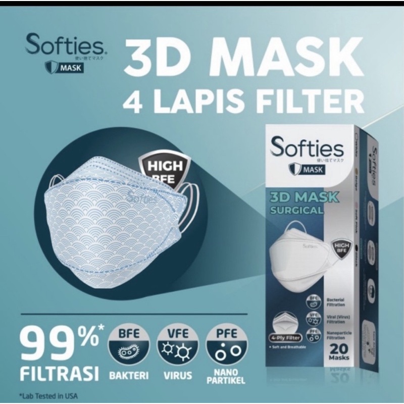 Masker Softies 3D Surgical Mask Model KF94 original