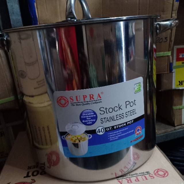PANCI SUPRA STAINLES  STOCK POT 40QT UKURAN 38 LITER